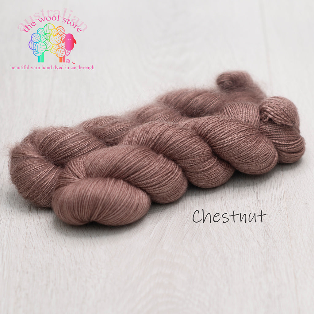 Yarn Combinations 4ply/Fingering weight, 75% Merino/15% Cashmere/10% Silk, 100g skein, 400m PLUS 2ply/Laceweight, 63% Mohair/37% Silk, 50g skein, 450m