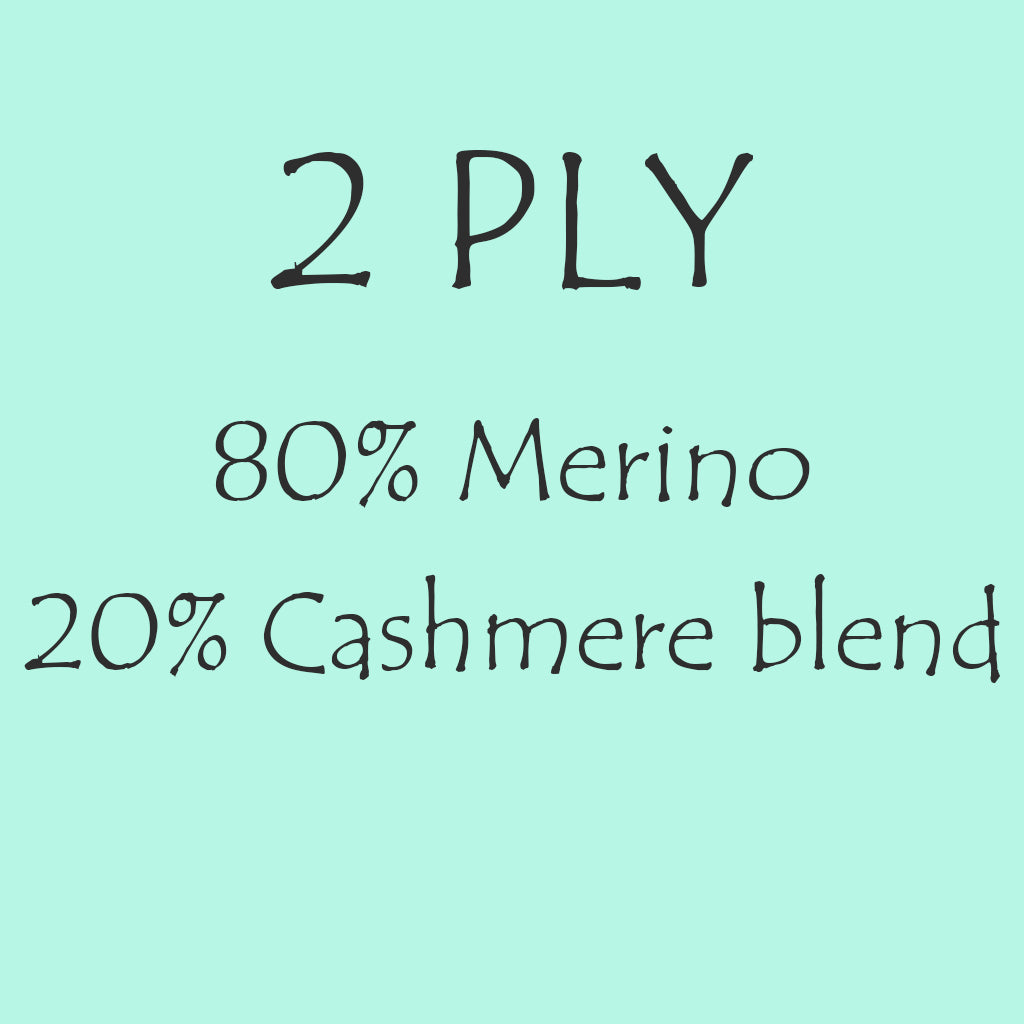 2ply/Laceweight 80% Merino/20% Cashmere, 100g skein, 800m